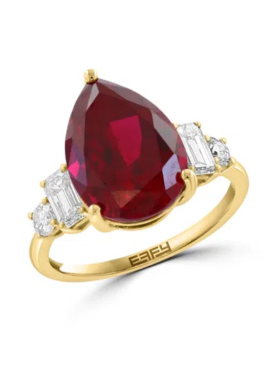 Effy Women's 14k Yellow Gold, Lab-grown Ruby & Lab-grown Diamond Ring