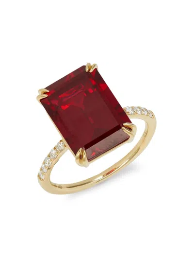 Effy Women's 14k Yellow Gold, Lab Grown Ruby & Lab Grown Diamond Ring