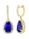 Effy Women's 14k Yellow Gold, Lab Grown Sapphire & Lab Grown Diamond Huggie Drop Earrings In Sapphire