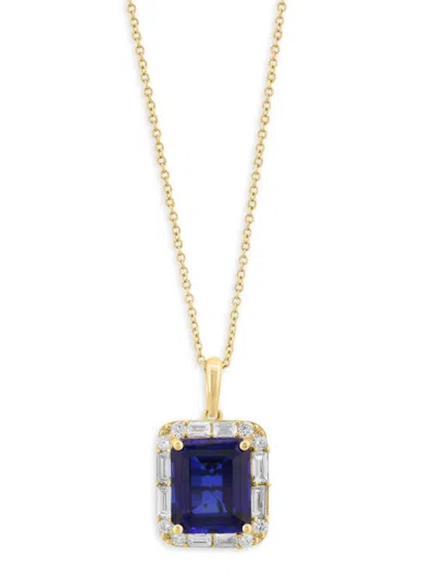 Effy Women's 14k Yellow Gold, Lab Grown Sapphire & Lab Grown Diamond Pendant Necklace