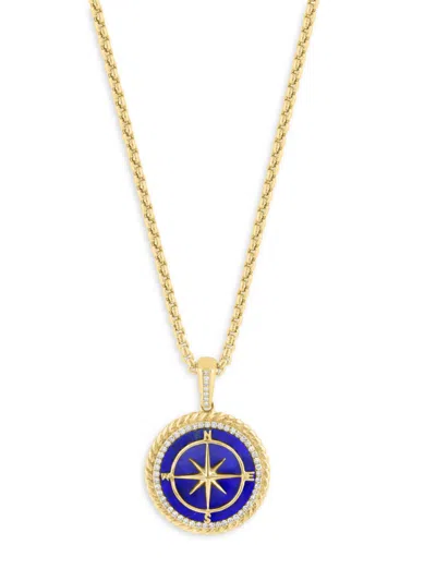 Effy Women's 14k Yellow Gold, Lapis & Diamond Compass Pendant Necklace