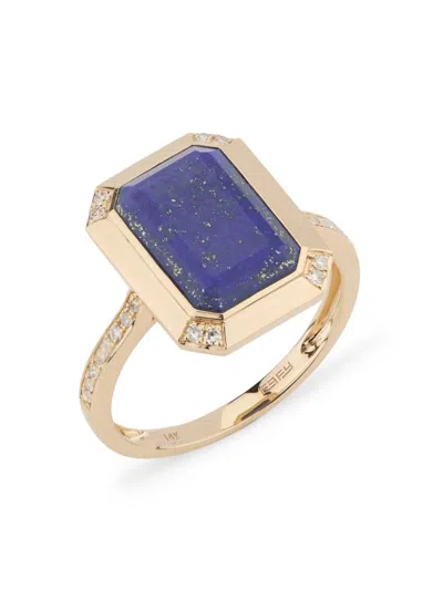 Effy Women's 14k Yellow Gold, Lapis & Diamond Ring
