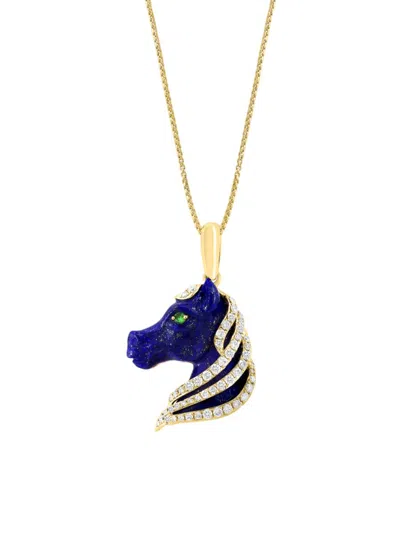 Effy Women's 14k Yellow Gold, Lapis, Diamond & Tsavorite Pendant Necklace