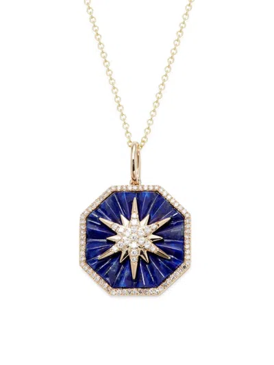 Effy Women's 14k Yellow Gold, Lapis Lazuli & Diamond North Star Necklace