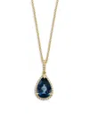 Effy Women's 14k Yellow Gold, London Blue Topaz & 0.13 Tcw Diamond Pendant Necklace/18" In Multi