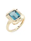 Effy Women's 14k Yellow Gold, London Blue Topaz & 0.2 Tcw Diamond Ring In Gold