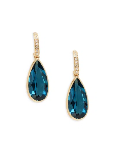 Effy Women's 14k Yellow Gold, London Blue Topaz & Diamond Drop Earrings