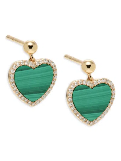 Effy Women's 14k Yellow Gold, Malachite & Diamond Drop Earrings