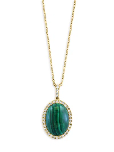 Effy Women's 14k Yellow Gold, Malachite & Diamond Pendant Necklace