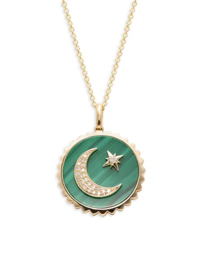 Effy Women's 14k Yellow Gold, Malachite & Diamond Pendant Necklace