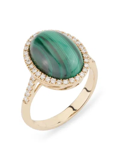 Effy Women's 14k Yellow Gold, Malachite & Diamond Ring