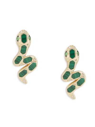 Effy Women's 14k Yellow Gold, Malachite, Tasvorite & 0.04 Tcw Diamond Earrings