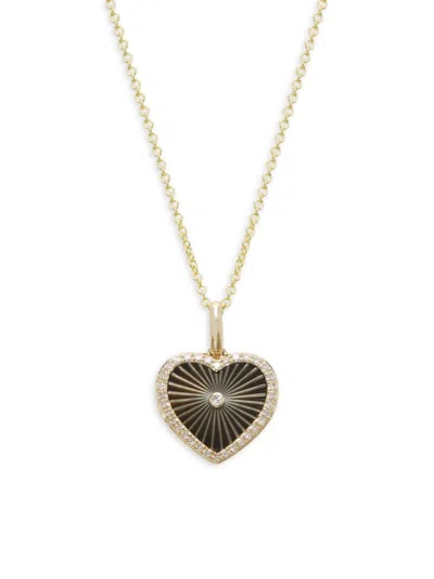 Effy Women's 14k Yellow Gold, Mother-of-pearl & 0.11 Tcw Diamond Heart Pendant Necklace