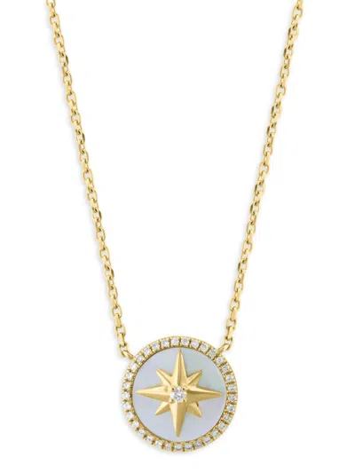 Effy Women's 14k Yellow Gold, Mother Of Pearl & 0.14 Tcw Diamond Pendant Necklace
