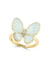 Effy Women's 14k Yellow Gold, Mother Of Pearl & Diamond Butterfly Ring In Yellow Gold