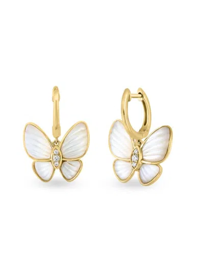 Effy Women's 14k Yellow Gold, Mother Of Pearl & Diamond Drop Earrings