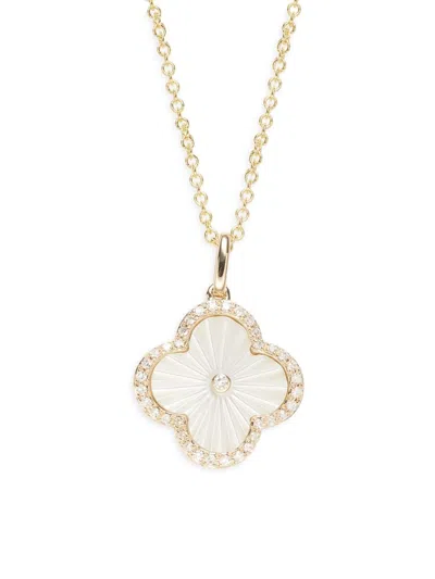Effy Women's 14k Yellow Gold, Mother Of Pearl & Diamond Floral Necklace