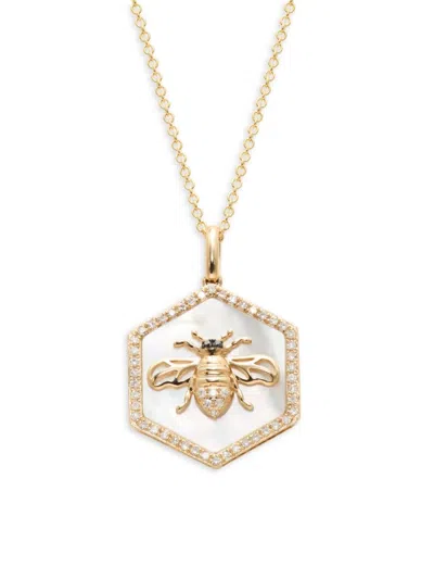 Effy Women's 14k Yellow Gold, Mother Of Pearl & Diamond Pendant Necklace