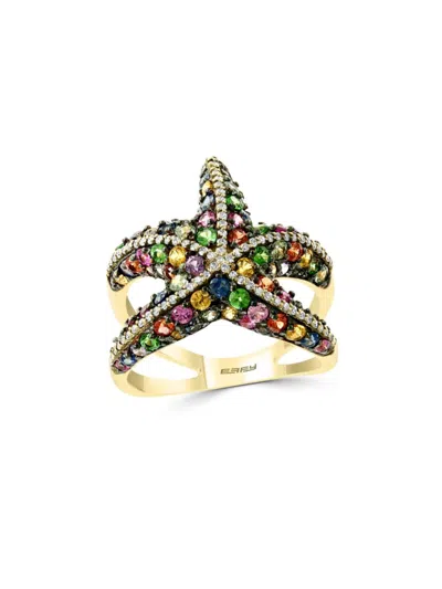 Effy Women's 14k Yellow Gold, Multi Sapphire & Diamond Ring