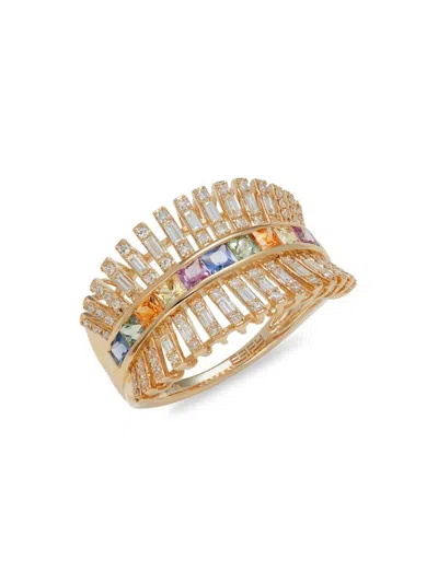 Effy Women's 14k Yellow Gold, Multicolor Sapphires & Diamond Ring