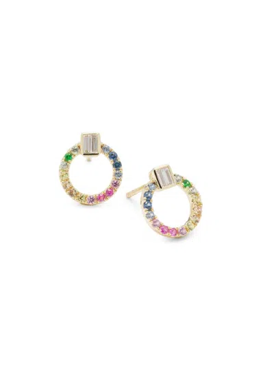 Effy Women's 14k Yellow Gold, Multicolor Stones & 0.09 Tcw Diamond Earrings