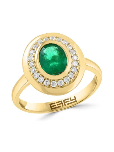 Effy Women's 14k Yellow Gold, Natural Emerald & Diamond Ring