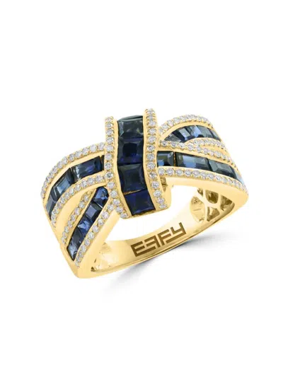 Effy Women's 14k Yellow Gold, Natural Sapphire & Diamond Ring