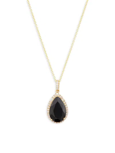 Effy Women's 14k Yellow Gold, Onyx & 0.37 Tcw Diamond Pendant Necklace