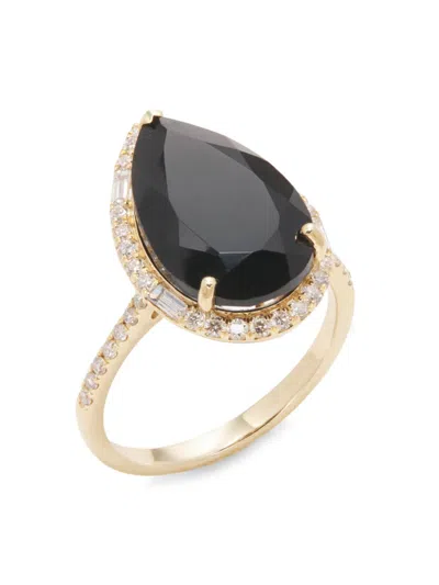 Effy Women's 14k Yellow Gold, Onyx & 0.49 Tcw Diamond Ring