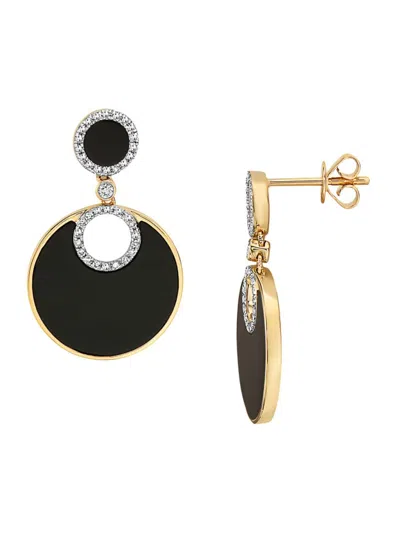 Effy Women's 14k Yellow Gold Onyx & Diamond Earrings