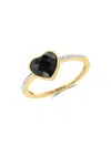 Effy 14k Yellow Gold Diamond & Onyx Heart Ring In Onyx