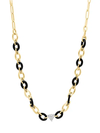 Effy Women's 14k Yellow Gold, Onyx & Diamond Link Necklace