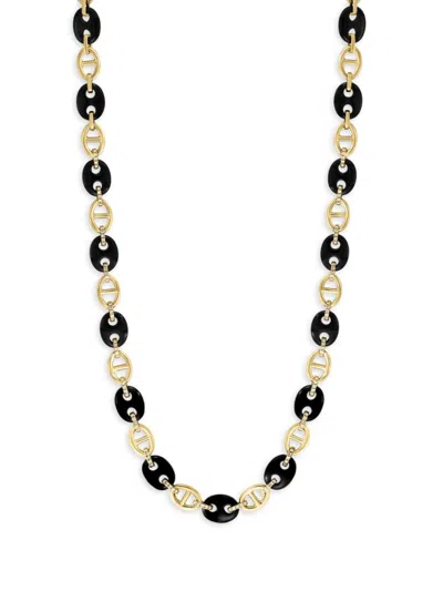 Effy Women's 14k Yellow Gold, Onyx & Diamond Mariner Chain Necklace