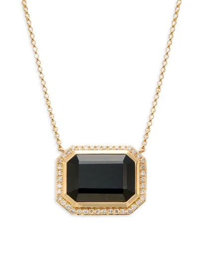 Effy Women's 14k Yellow Gold, Onyx & Diamond Pendant Necklace