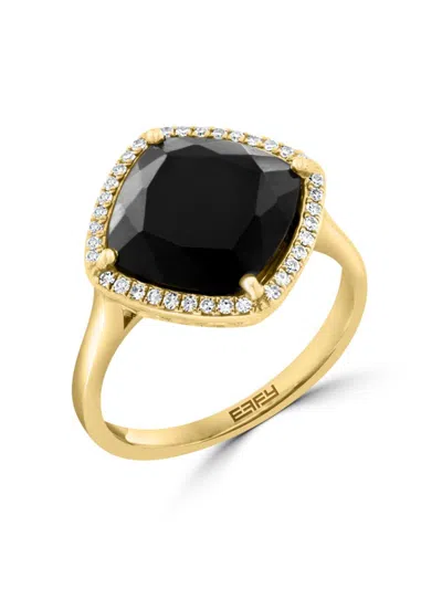 Effy Women's 14k Yellow Gold, Onyx & Diamond Ring