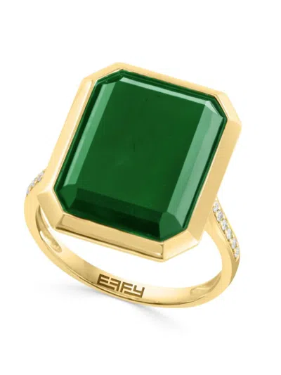 Effy Women's 14k Yellow Gold, Onyx & Diamond Ring In Green