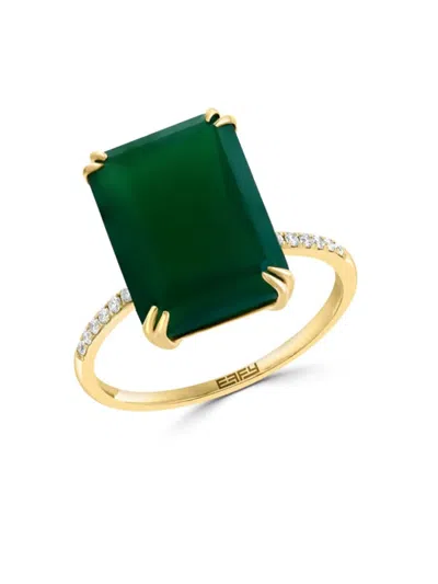 Effy Women's 14k Yellow Gold, Onyx & Diamond Ring