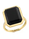 Effy 14k Gold Diamond Band Onyx Ring In Yellow Gold