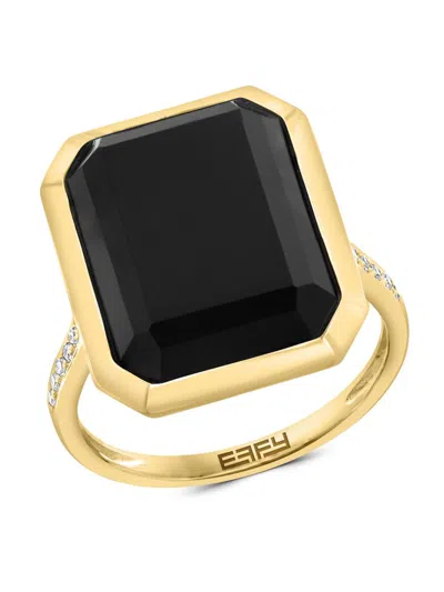 EFFY WOMEN'S 14K YELLOW GOLD, ONYX & DIAMOND RING