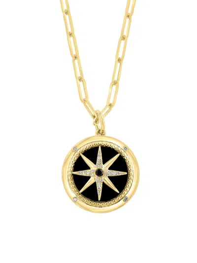 Effy Women's 14k Yellow Gold, Onyx & Diamond Star Pendant Necklace