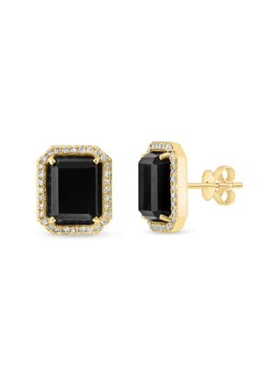 Effy Women's 14k Yellow Gold, Onyx & Diamond Stud Earrings In Multi