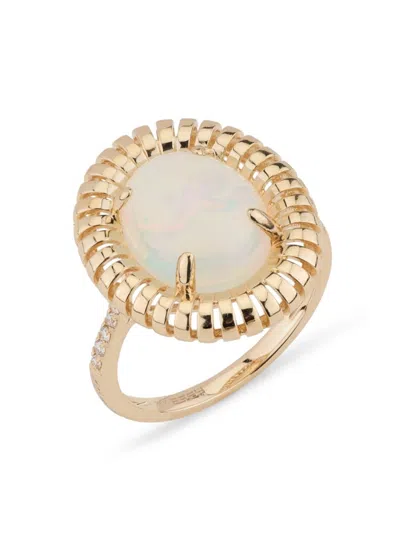 Effy Women's 14k Yellow Gold, Opal & Diamond Ring
