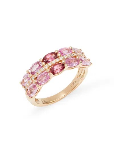 Effy Women's 14k Yellow Gold, Pink Sapphire & Diamond Ring