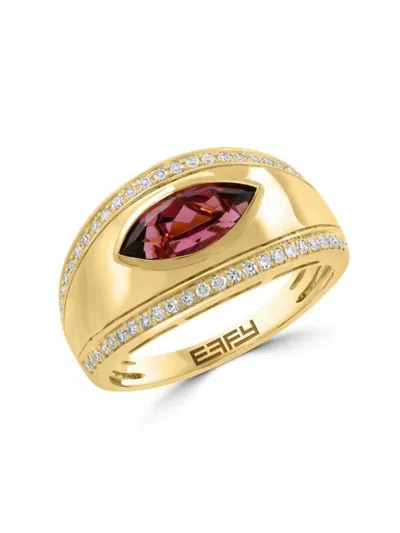 Effy Women's 14k Yellow Gold, Rhodolite & Diamond Ring