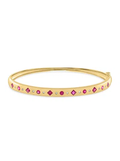 Effy Women's 14k Yellow Gold, Ruby & Diamond Bangle Bracelet