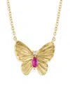 Effy Women's 14k Yellow Gold, Ruby & Diamond Butterfly Pendant Necklace In Ruby