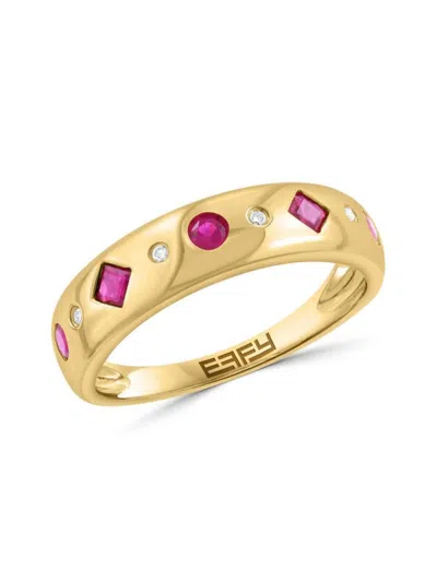Effy Women's 14k Yellow Gold, Ruby & Diamond Ring