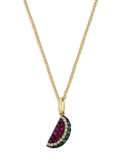 Effy Women's 14k Yellow Gold, Ruby, Tsavorite & Diamond Pendant Necklace