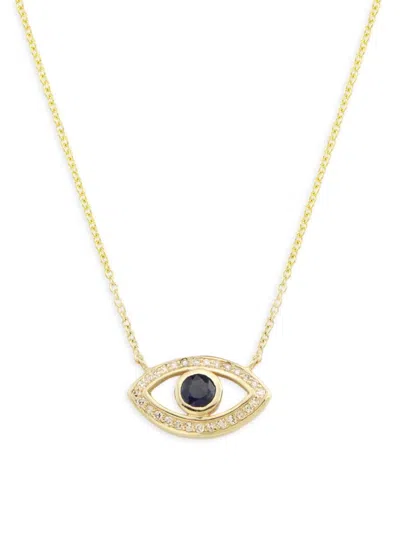 Effy Women's 14k Yellow Gold, Sapphire & 0.11 Tcw Diamond Necklace
