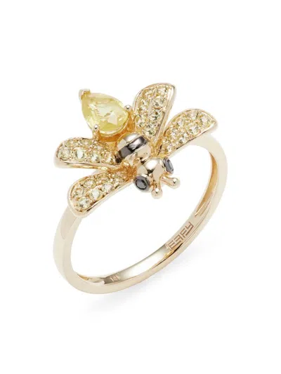Effy Women's 14k Yellow Gold, Sapphire & Diamond Bee Ring